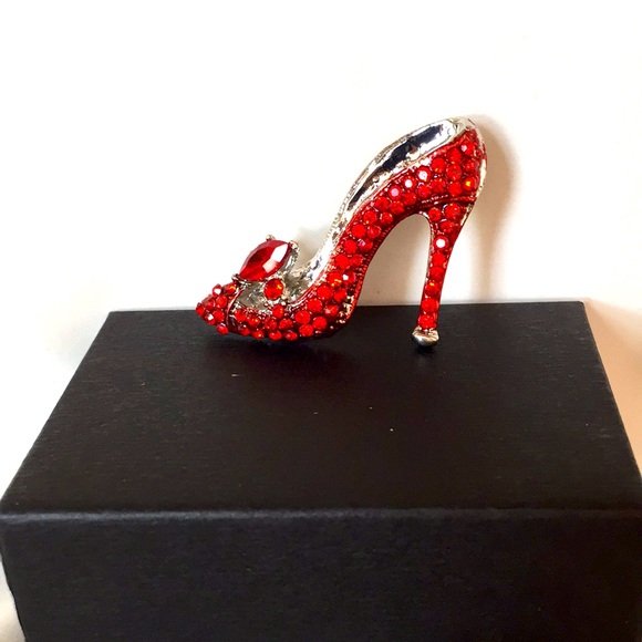 🍏50% OFF/3+...Rhinestone Red High Heel Brooch - Picture 1 of 6